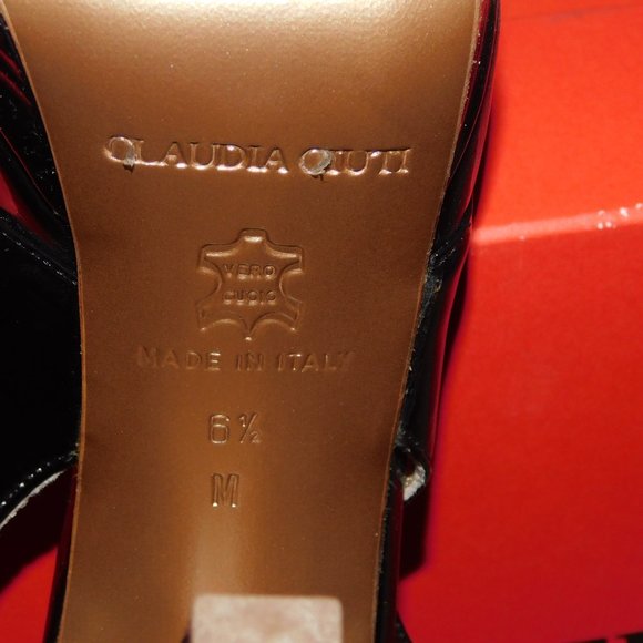 NIB $379 Black Pearly Sedge Heels CLAUDIA CIUTI  6 1/2 M  Made in Italy - Picture 3 of 5